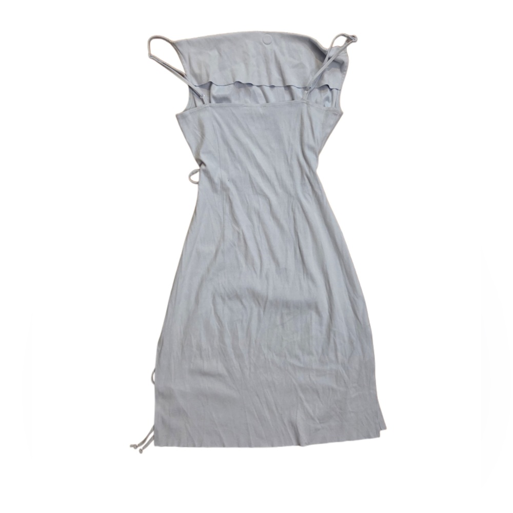 Bebe Soft Silver Gray Sleeveless MIDI Women's Ribbon Tie Waist Dress - Picture 3 of 4